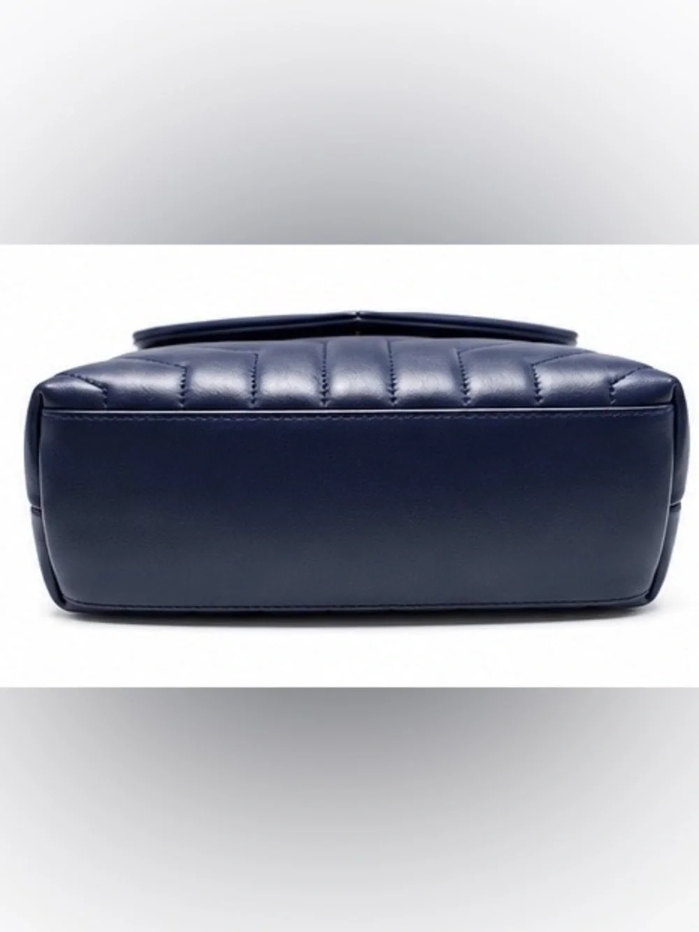 Yves Saint Laurent Navy Chevron Quilted LouLou Shoulder Bag with Gold Hardware